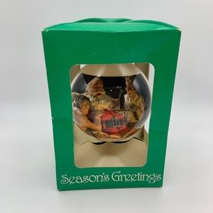 Vintage Coca-Cola Santa & Children Enjoying a Coke Glass Christmas Ornament